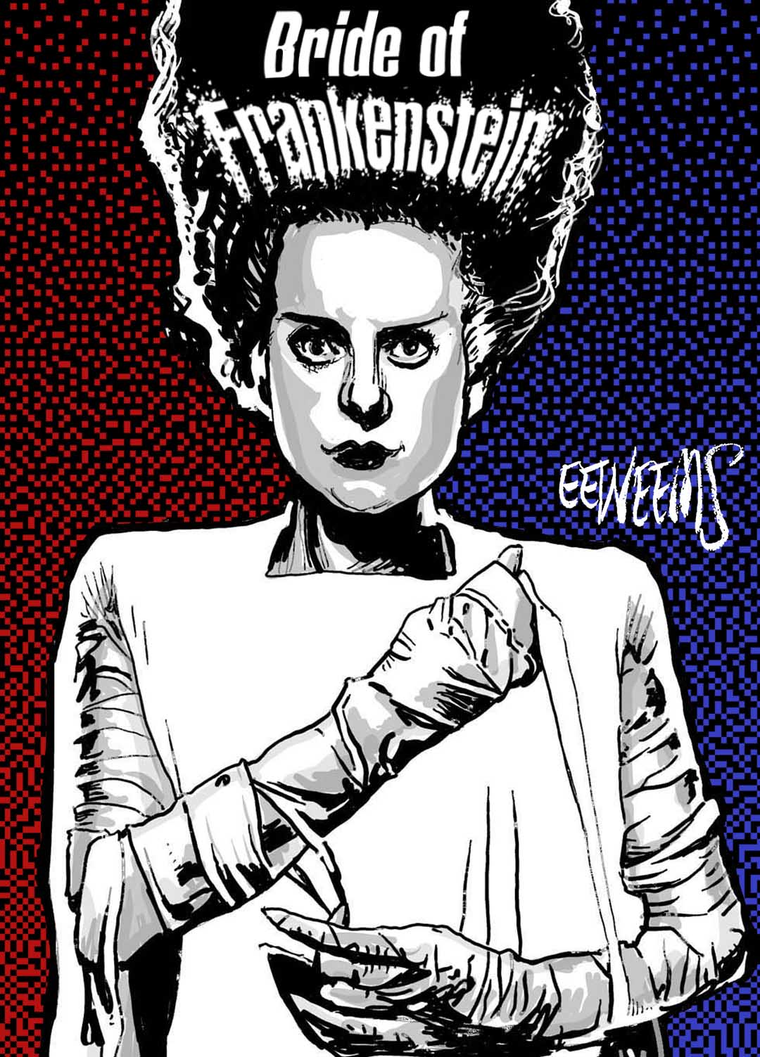 The Bride of Frankenstein - Elsa Lanchester - art by Weems